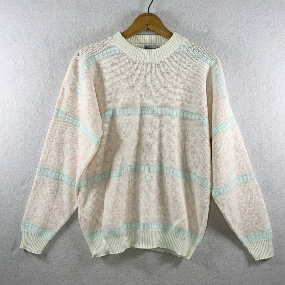 Vintage 90s Womens Pastel Cottagecore Crewneck Sweater Size M Soft Grunge USA